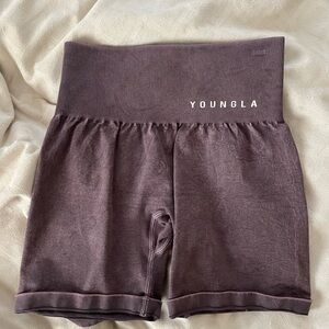 YoungLA Ribbed Waistband Shorts in Deep Purple